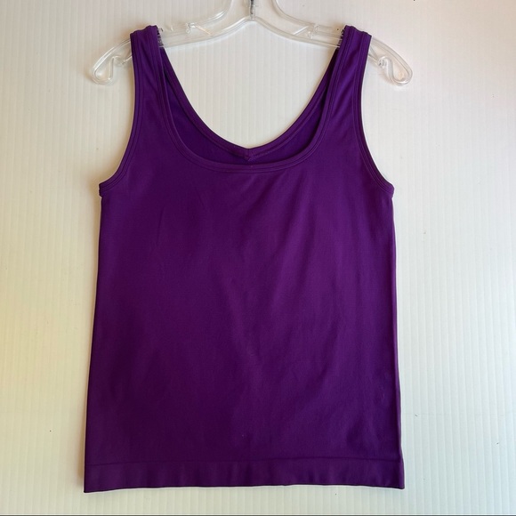 WHBM Purple Cardigan (L) Tank (M) Set Ruffle Detail Snap Button Business Casual - Picture 2 of 8